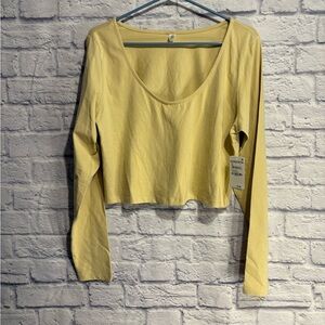 New BP Organic Cotton Long Sleeve Women's Crop Top 1X